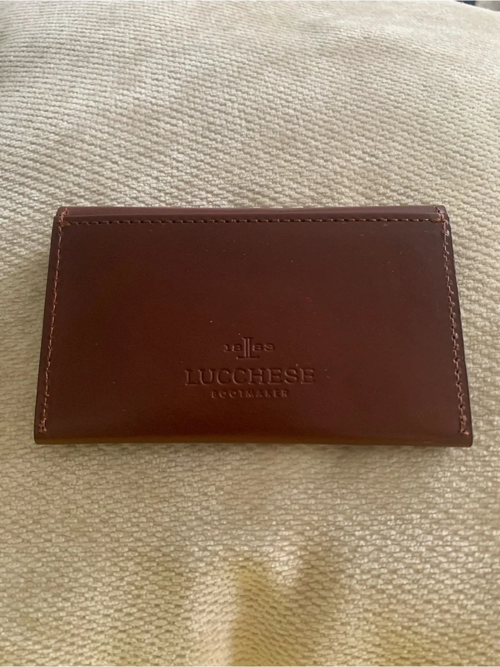 Brown Genuine Smooth Genuine Leather Envelope Business Credit Card Case Western